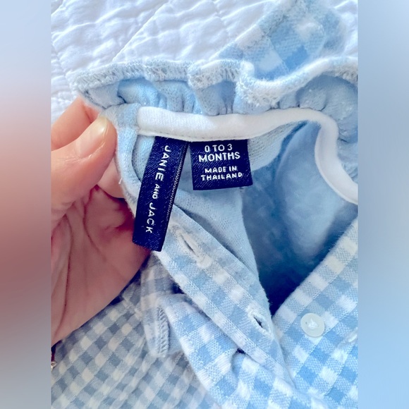 Janie and Jack Blue and white checkered romper - Picture 4 of 4